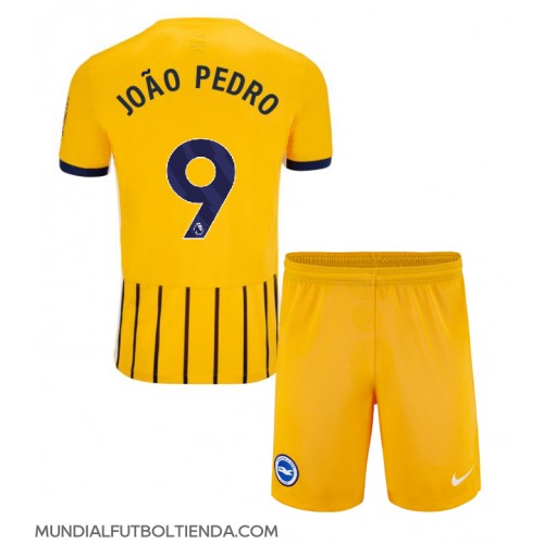 Camiseta Brighton Joao Pedro #9 Segunda Equipación Replica 2024-25 para niños mangas cortas (+ Pantalones cortos)
